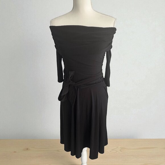 LAUNDRY Shelli Segal Black Off Shoulder Dress Size 2 - Picture 1 of 8